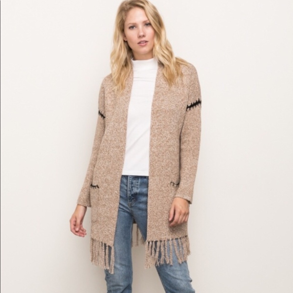 Mystree fringed open cardigan sweater